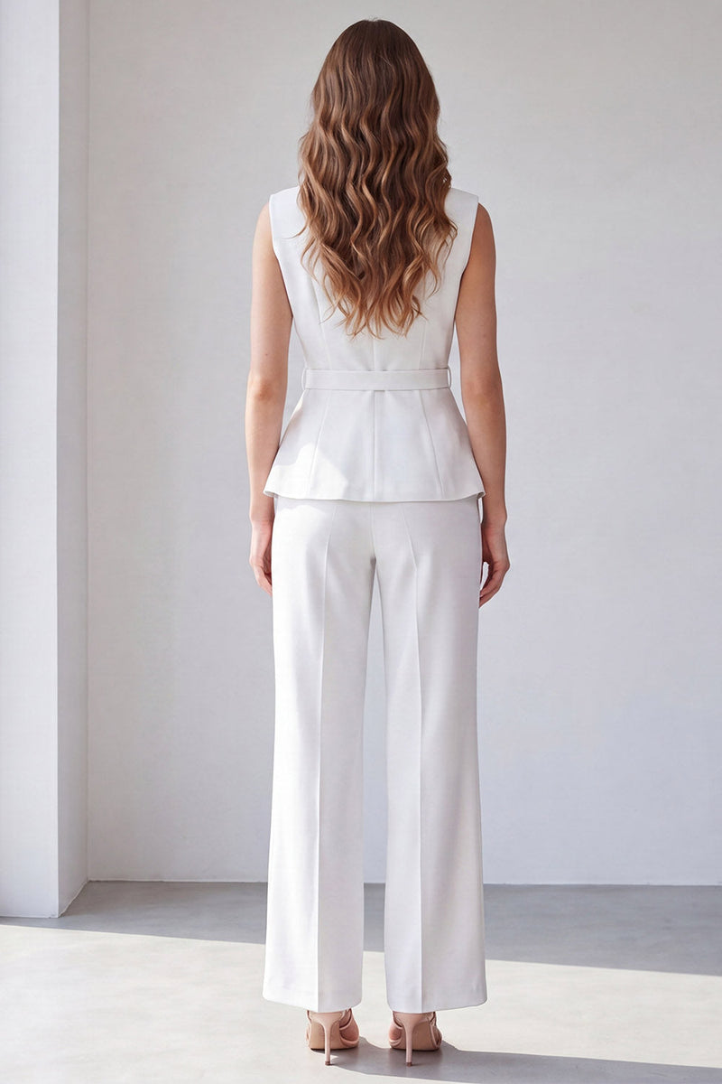 Load image into Gallery viewer, 2 Piece Light Ivory Shawl Lapel Business Suits with Belt