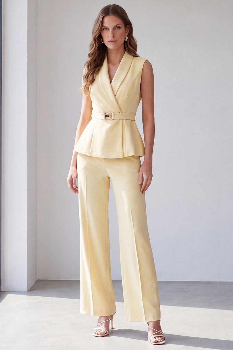 Load image into Gallery viewer, 2 Piece Light Ivory Shawl Lapel Business Suits with Belt