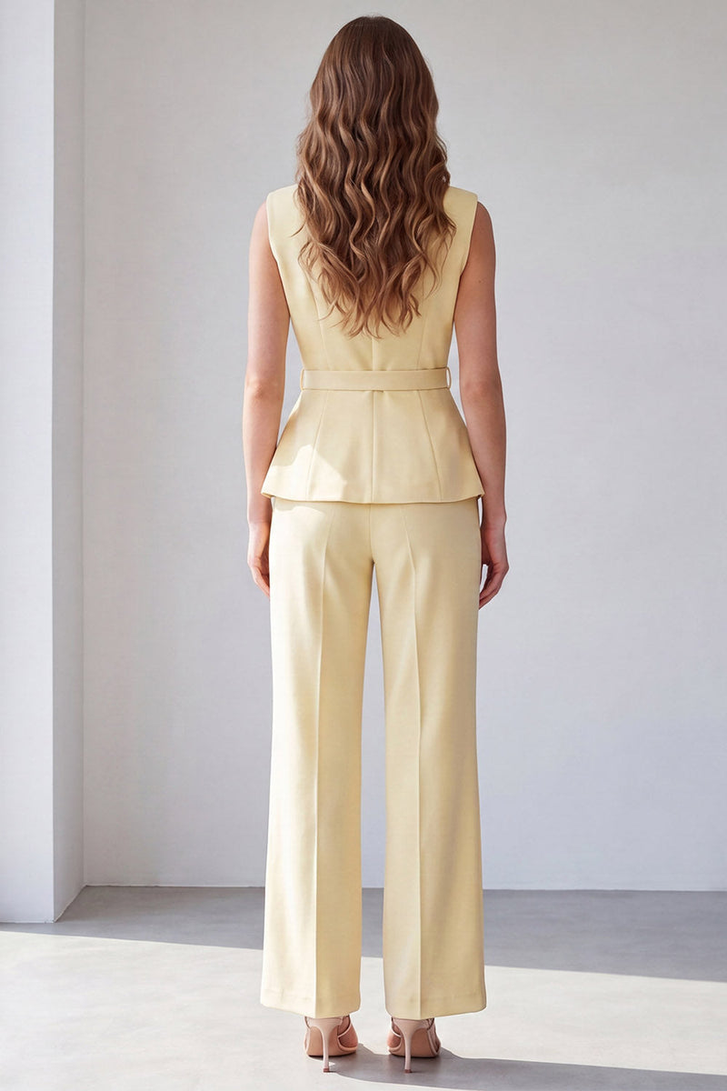 Load image into Gallery viewer, 2 Piece Light Ivory Shawl Lapel Business Suits with Belt