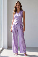 Load image into Gallery viewer, 2 Piece Lilac Single Breasted V-Neck Business Suits