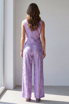 2 Piece Lilac Single Breasted V-Neck Business Suits