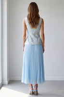 Load image into Gallery viewer, 2 Piece Light Blue Pleated Single Breasted Square Neck Business Suits