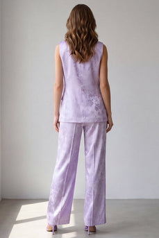 2 Piece Lilac One Button Notched Lapel Business Suits