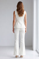 Load image into Gallery viewer, Ivory 2 Piece Double Breasted V-Neck Business Suits