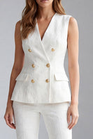 Load image into Gallery viewer, Ivory 2 Piece Double Breasted V-Neck Business Suits