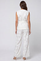 Load image into Gallery viewer, Ivory Floral 2 Piece V-Neck Business Suits with Belt