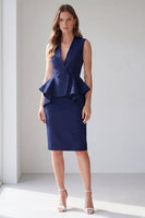 Load image into Gallery viewer, Light Ivory Midi 2 Piece V-Neck Double Breasted Business Suits
