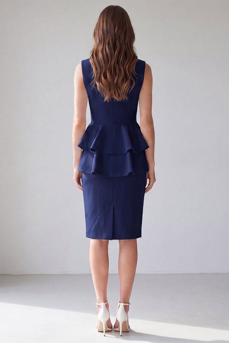 Load image into Gallery viewer, Light Ivory Midi 2 Piece V-Neck Double Breasted Business Suits