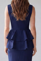 Load image into Gallery viewer, Light Ivory Midi 2 Piece V-Neck Double Breasted Business Suits