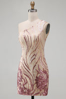 Load image into Gallery viewer, Sparkly Gold and Pink Floral Sequin Tight Short Birthday Party Dress
