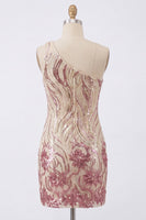 Load image into Gallery viewer, Sparkly Gold and Pink Floral Sequin Tight Short Birthday Party Dress