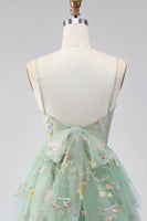 Load image into Gallery viewer, Dusty Sage Corset Floral Short A Line Birthday Party Dress with Ruffles