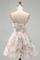 Load image into Gallery viewer, Ivory Floral Strapless Corset Short A Line Birthday Party Dress