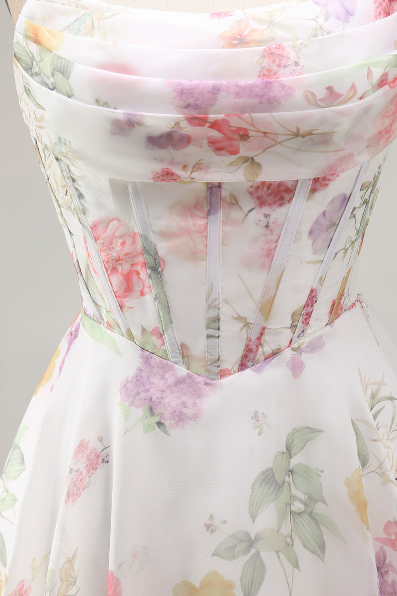 Load image into Gallery viewer, Ivory Floral Strapless Corset Short A Line Birthday Party Dress