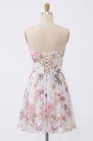 Load image into Gallery viewer, Ivory Floral Strapless Corset Short A Line Birthday Party Dress