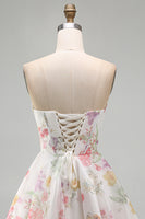 Load image into Gallery viewer, Ivory Floral Strapless Corset Short A Line Birthday Party Dress