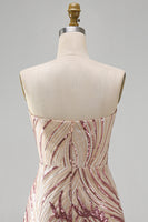 Load image into Gallery viewer, Sparkly Gold and Pink Floral Strapless Tight Short Sequin Birthday Party Dress