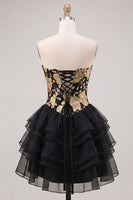 Load image into Gallery viewer, Yellow A Line Strapless Floral Short Cocktail Dress with Ruffles