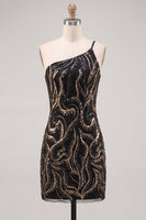 Load image into Gallery viewer, Sparkly Gold and Champagne Sequins Tight Short Cocktail Dress