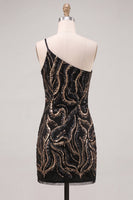 Load image into Gallery viewer, Sparkly Gold and Champagne Sequins Tight Short Cocktail Dress