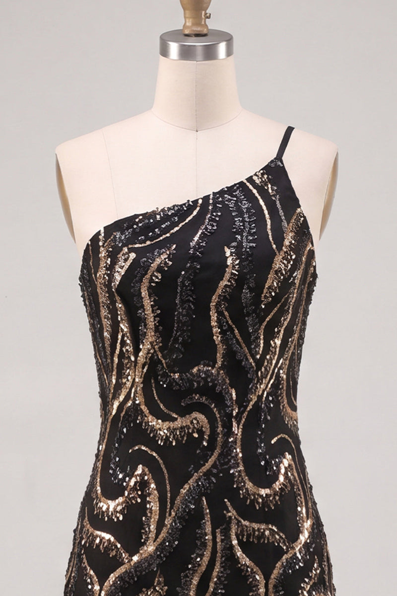 Load image into Gallery viewer, Sparkly Gold and Champagne Sequins Tight Short Cocktail Dress