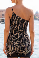 Load image into Gallery viewer, Sparkly Gold and Champagne Sequins Tight Short Cocktail Dress