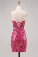 Load image into Gallery viewer, Gold Sequins Strapless Sparkly Tight Short Cocktail Dress