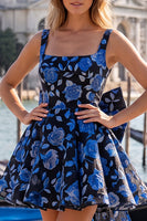 Load image into Gallery viewer, Gold and Black A-Line Short Cocktail Dress with Bow