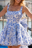 Load image into Gallery viewer, Gold and Black A-Line Short Cocktail Dress with Bow