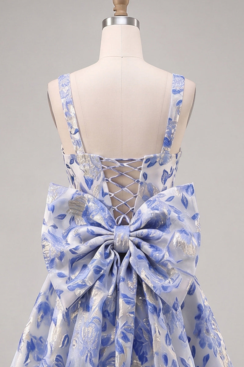Load image into Gallery viewer, Gold and Black A-Line Short Cocktail Dress with Bow