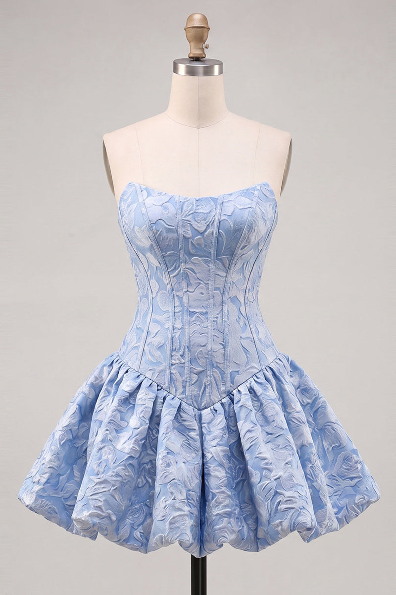 Load image into Gallery viewer, A-Line Floral Pink Jacquard Corset Short Cocktail Dress