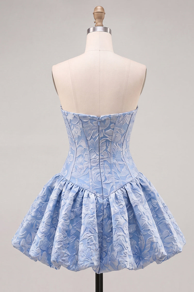 Load image into Gallery viewer, A-Line Floral Pink Jacquard Corset Short Cocktail Dress