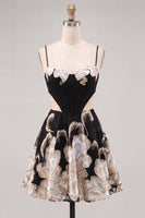 Load image into Gallery viewer, Floral Blue Corset Sparkly A-Line Short Cocktail Dress