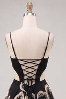 Load image into Gallery viewer, Floral Blue Corset Sparkly A-Line Short Cocktail Dress