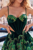 Load image into Gallery viewer, Floral Blue Corset Sparkly A-Line Short Cocktail Dress