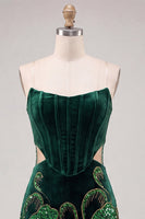 Load image into Gallery viewer, Floral Black Cut Out Corset Tight Strapless Short Cocktail Dress
