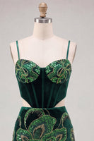 Load image into Gallery viewer, Sparkly Floral Sequins Velvet Blue Corset Tight Short Cocktail Dress