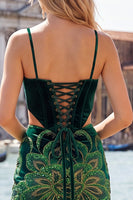 Load image into Gallery viewer, Sparkly Floral Sequins Velvet Blue Corset Tight Short Cocktail Dress