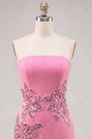 Load image into Gallery viewer, Red Floral Strapless Sparkly Tight Short Cocktail Dress with Sequins
