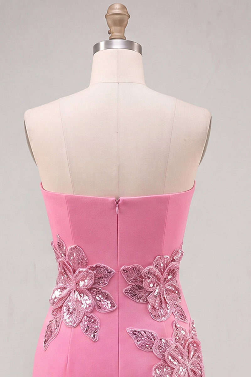 Load image into Gallery viewer, Red Floral Strapless Sparkly Tight Short Cocktail Dress with Sequins