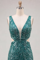 Load image into Gallery viewer, Sparkly Gold V-Neck Sequins Cut Out Tight Short Cocktail Dress