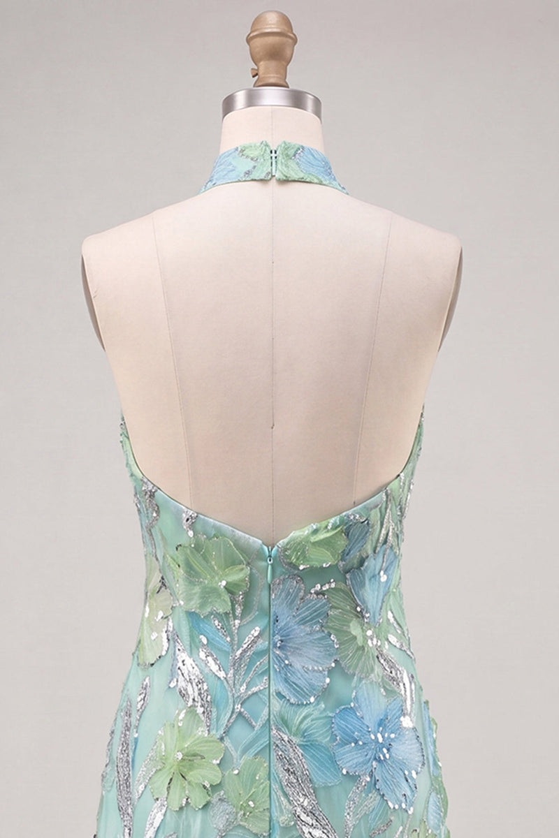 Load image into Gallery viewer, Floral Orange Sequins Sparkly Tight Short Cocktail  Dress