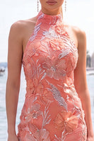 Load image into Gallery viewer, Floral Orange Sequins Sparkly Tight Short Cocktail  Dress