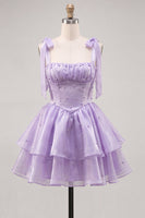 Load image into Gallery viewer, Light Green Ruffled Tiered Beaded Short A-Line Cocktail Dress