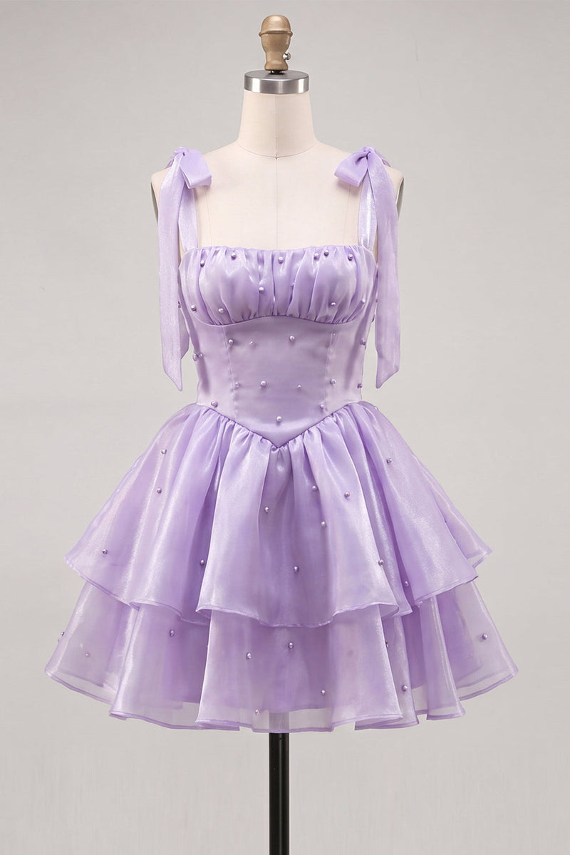 Load image into Gallery viewer, Light Green Ruffled Tiered Beaded Short A-Line Cocktail Dress
