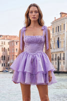 Load image into Gallery viewer, Light Green Ruffled Tiered Beaded Short A-Line Cocktail Dress