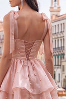 Load image into Gallery viewer, Light Green Ruffled Tiered Beaded Short A-Line Cocktail Dress