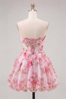 Load image into Gallery viewer, Floral Yellow A Line Sweetheart Short Cocktail Dress with Bow