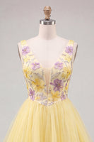 Load image into Gallery viewer, Floral Mint Green A-Line V-Neck Short Cocktail Dress
