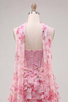 Load image into Gallery viewer, Sparkly Light Blue Beaded Corset Sweetheart Floral Short Cocktail Dress with Shawl